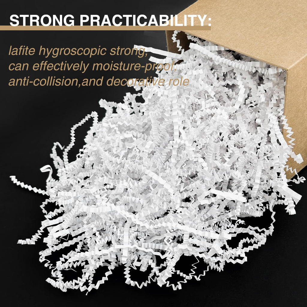 Corlcol 2LB Crinkle paper Shred Paper Filler For Gift Box Basket Bags On Holiday(White).