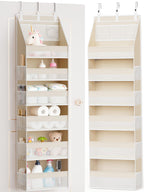 Criusia Over the Door Organizer, 6-Shelf Closet Hanging Storage with 13 Mesh Pockets, 55lbs Capacity Behind the Door Storage for Baby Nursery, Bathroom, Bedroom, and Dorm, Beige