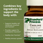 Standard Process Choline - Supports Healthy Fat Metabolism, Liver Health & Nervous System Function - Gluten-Free, Non-Dairy & Vegetarian -180 mg, 90 Tablets