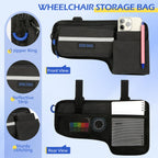 ZHCHG Upgraded Wheelchair Side Bag with Cup Holder, Wheelchair Armrest Pouch for Walker, Wheelchair Accessories Storage Bag