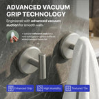 HOME SO Suction Cup Hooks for Shower & Bathroom Towel Holder 2-Pack – Suction Cups Hooks for Hanging Towels, Robes, & Coats - Tiles, Glass Door or Mirror – Shower Hooks & Towel Hooks - Nickel T-Shape