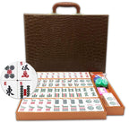 American Mahjong Game Set: 166 White Engraved Tiles, Western Mah Jongg Play, Traveler Size Case, Dices, Chips, Manual, Win Indicator