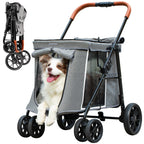 AOPEC Medium Dog Stroller, Dual Entry One-Touch Folding,Small and Medium Pet Stroller,360° Rotating Front Wheels,80 lbs Weight Capacity for Outdoor Travel and Elderly Dogs - Gray