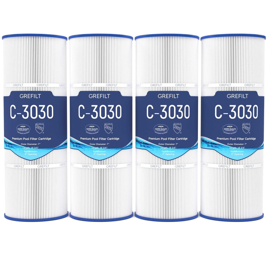 Grefilt C3030 Pool Filter Cartridges, Compatible with Hayward SwimClear C3030, C3020, C3025, Replace Hayward CX580XRE, Pleatco PA81, Unicel C-7483, 325 sq.ft, 4-Pack