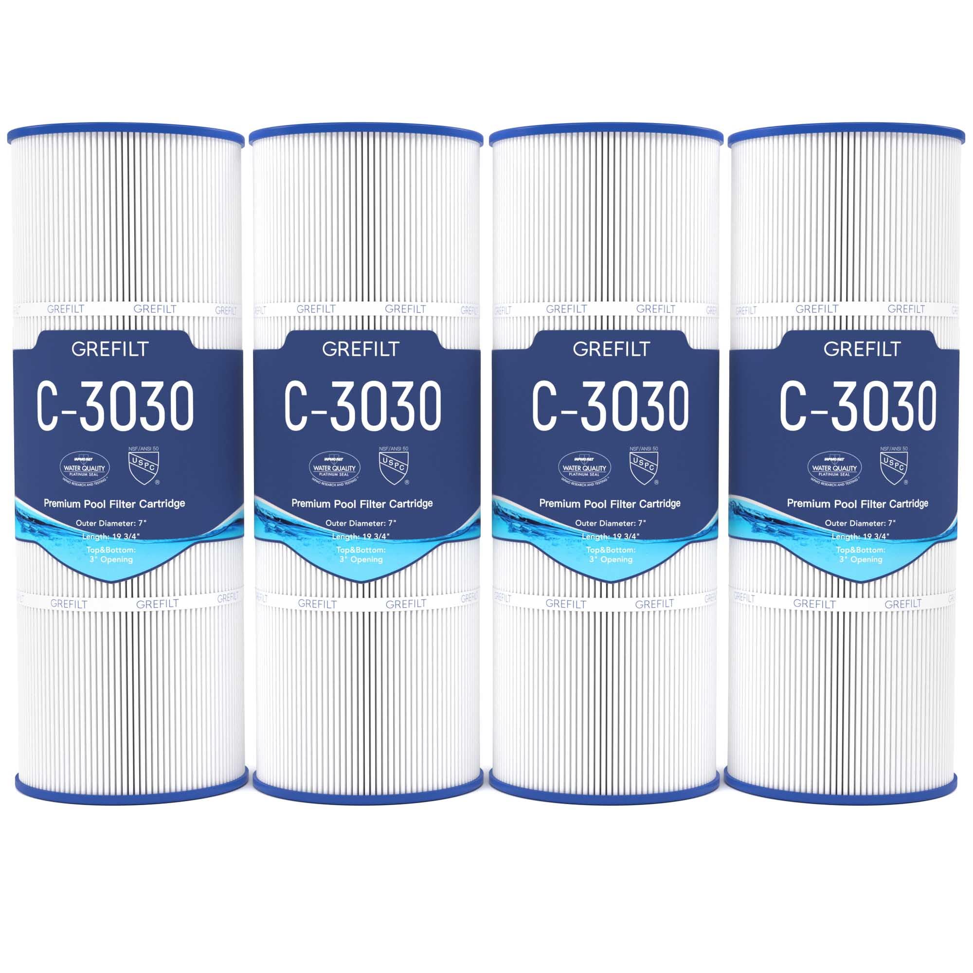 Grefilt C3030 Pool Filter Cartridges, Compatible with Hayward SwimClear C3030, C3020, C3025, Replace Hayward CX580XRE, Pleatco PA81, Unicel C-7483, 325 sq.ft, 4-Pack