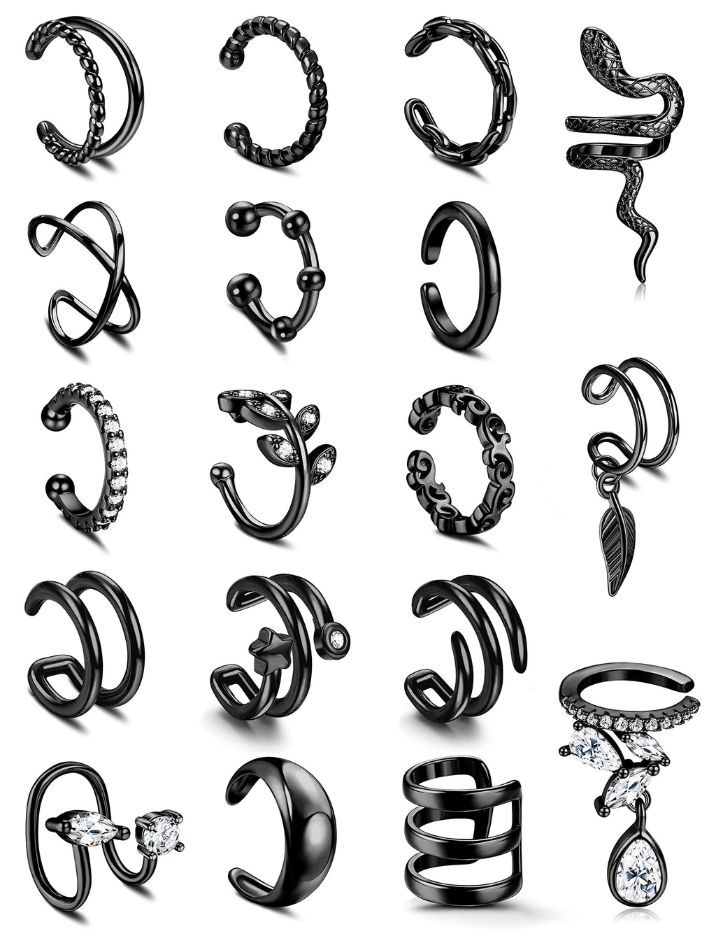 HAIAISO 18 Pcs Ear Cuffs Non Piercing for Women
