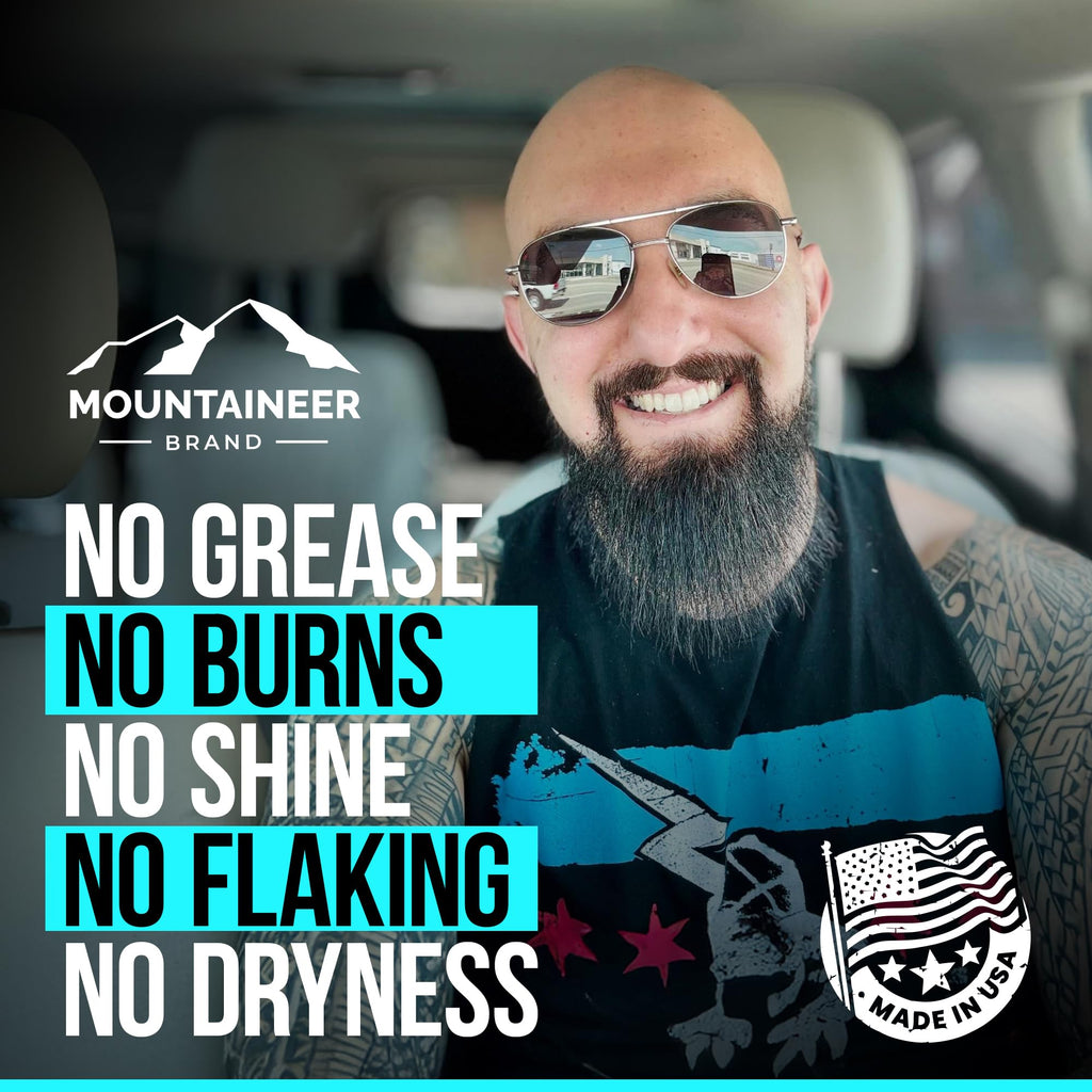 Mountaineer Brand Bald Head Care Gifts For Bald Men | All Natural 4 Step Daily Skin Care for Healthy Scalp & Face | Exfoliate Scrub | Cleanse Wash | Shine Away PH Balance | Protect Moisturizing Balm