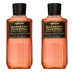 Bath & Body Works 3-in-1 Hair, Face & Body Wash for Men – Mahogany Teakwood Scent, Men's Shampoo & Cleanser with Pro-Vitamin B5 & Aloe, Warm Woodsy & Masculine Scent, 10 fl oz - 2 Pack