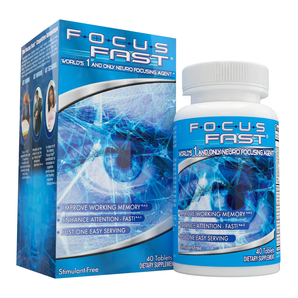Focus Fast Brain Supplement - Improve Working Memory, Enhance Focus, Boost Cognition in as Little as 1 Hour, Caffeine/Stimulant Free Nootropic