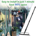 TAILERNRUYE 77 inch Bow Rake, 2-in-1 Metal Garden Lawn Rake for Weeding Digger Loosening Soil Raking Leaf Leveling Rocks Spreading Mulch Gravel 17 Tines Adjustable Garden RakeBow Rake