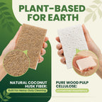 Metflavor Plant-Based Natural Kitchen Sponges,Biodegradable Non-Scratch Cellulose & Coconut Walnut Scrubber Sponge, Eco-Friendly & Sustainable (48 Pack)