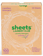 Sheets Laundry Club - Liquidless Laundry Detergent Sheets, 100 Loads - Lavender Scent, Eco-Friendly, Quick-Dissolving Formula, Hypoallergenic, Septic Safe, Plastic-Free Packaging - 50 Sheets