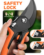 VOTREK 8.5" Garden Shears, Unique Stepless Handle Opening for All Hand Size