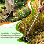 Haipeiyl Harvesting Weeding Sickle, Manual Weeder Tool with Sharp Double Blade Head, Upright Scythe for Weeding Farm Harvesting Clearing Vines Yard Gardening Pruning