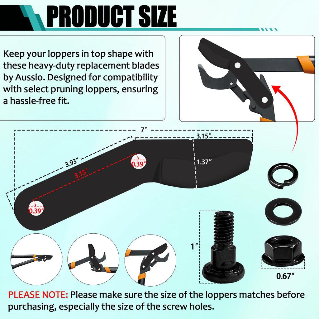 Aussio (2-Pack) Alloy Steel Lopper Replacement Blades with Screws