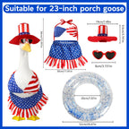 BOARDFEB 4-Piece Patriotic Porch Goose Outfit Set, Summer Goose Independence Day Clothes Sculpture Clothes for 23 Inches Porch Goose Garden Lawn Decoration