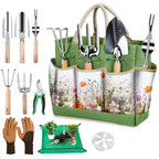 Gardening Tools Set for Women 29Pcs Heavy Duty Garden Hand Tools Set with Floral Tote Bag Rust-Proof Garden Tool Kit Supplies Gardening Esssential Garden Gifts for Mothers Day Mom Beginner