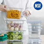 CURTA 6-Pack 1/6 Size 4" Deep NSF Polycarbonate Food Pans with Handled Lids & Drain Trays | Dishwasher & Freezer Safe Clear Container for Prep Tables, Buffet, Salad Bar, Commercial & Home Kitchen