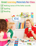 Gojmzo Wooden CVC Word Spelling Games, Preschool Kindergarten Learning Activities, Montessori Educational Toys Gifts for 3 4 5 6 Year Old Kids, Sight Words Flash Cards Reading Letters for Toddlers