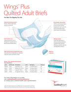 Cardinal Health 66034 Quilted Adult Briefs, Wings Plus, Heavy Absorbency, Large, Case of 4 Bags of 18