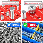 Manalete Thread Checker, 55 Nut and Bolt Thread Checker, Screw Size and Thread Identifier Gauge with 19 Standard & 17 Metric &19 Drill Bit Gauges, Bolt Size Finder for Quickly Identify Thread Sizes
