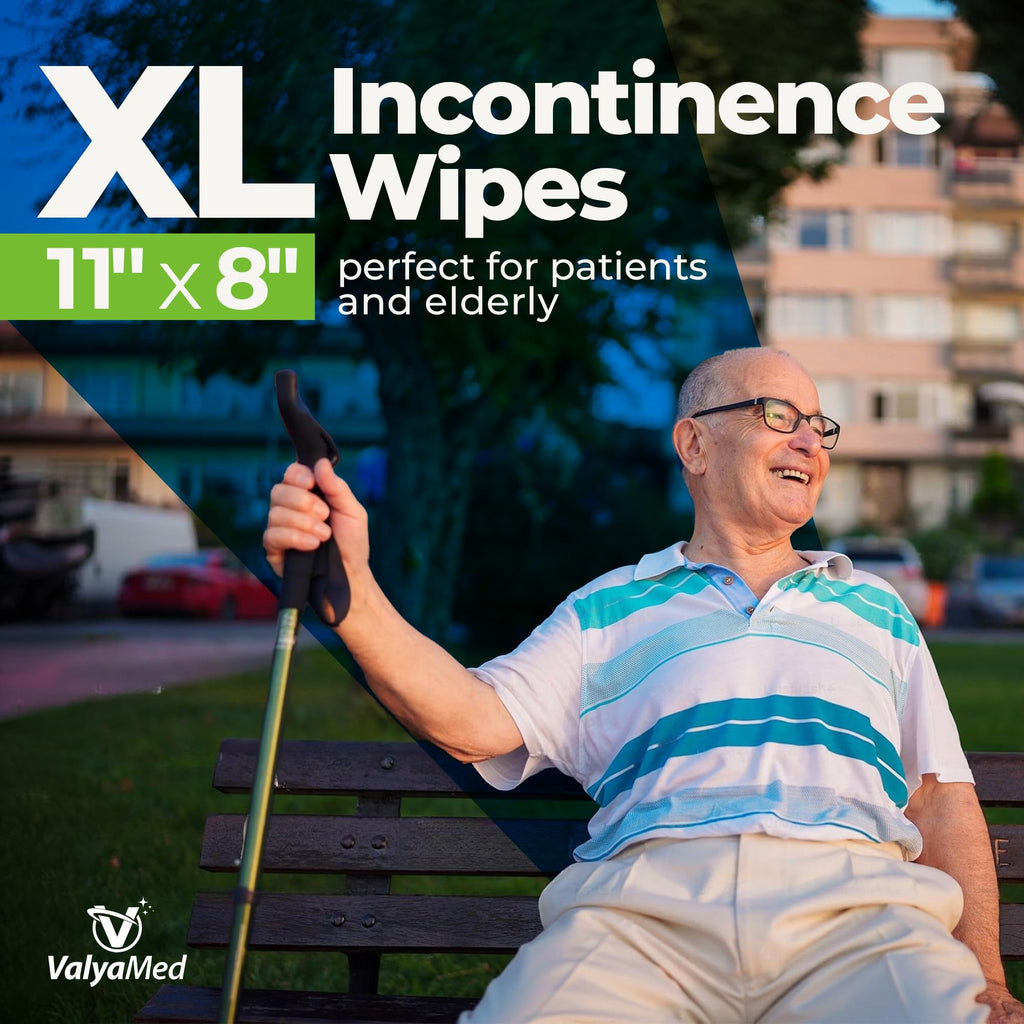 ValyaMed Body Wipes for Adults, XL for full Body, Adult and Elderly, Alcohol-Free Incontinence, Paraben Free, Fragrance-Free, Vitamin E, Provitamin B5-11'' x 8'' (96 Count - Single Pack)