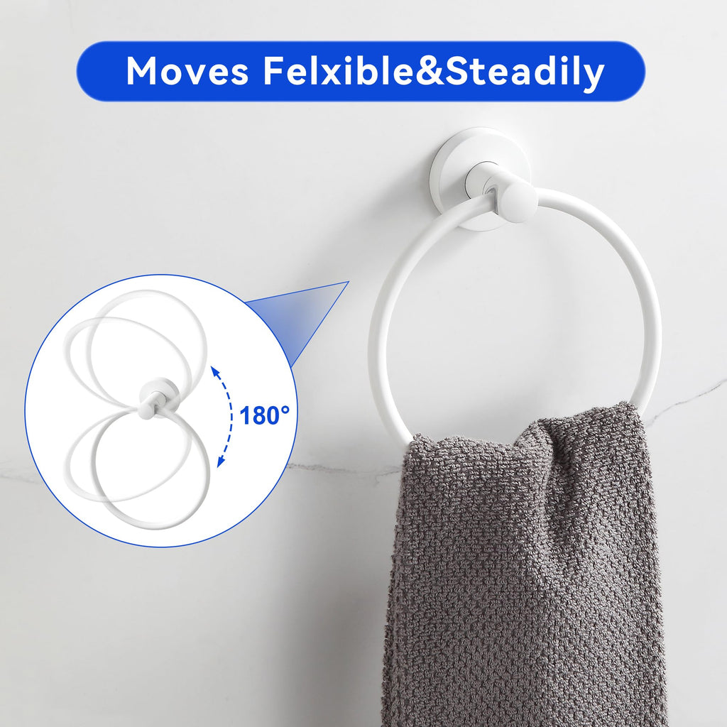 BGL Bathroom Accessories Set 4-Pieces White Zinc Alloy Wall Mounted Towel Racks for Bathroom
