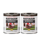 Rust-Oleum 239073-2PK Stops Rust Hammered Finish Paint, Quart, Brown, 2 Pack