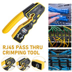 RJ45 Crimp Tool Kit Pass Through Ethernet Crimper for Cat5e Cat6 Cat6a 8P8C Modular Plugs,Cat6 Crimping Tool with 20 Connectors,20 Covers,1 Mini Stripper,100 Cable Zip Ties,1 Cable Tester, 2 Blades