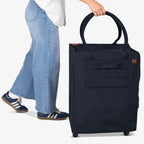 CleverMade Hauler Rolling Tote Bag, 90L Collapsible Portable Shopping Cart with Wheels for Groceries, Laundry, Organization – Utility Tote with 75 lb Capacity, Basket with Wheels, Leeward Navy