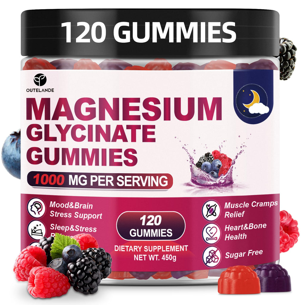 120 CT Magnesium Glycinate Gummies 1000 mg for Women and Men, Magnesium Malate & Taurate Supplements for Sleep, Body Support and Relaxation, Sugar Free, Vegan, Raspberry BlackBerry Blueberry Flavor