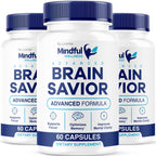 (3 Pack) Mindful Wellness Advanced Brain Savior Capsules, Official Mindful Wellness Supplement Pills, Mindful Wellness Support Capsules Premium Formula - All Natural Pills, 180 Capsules for 3 Months