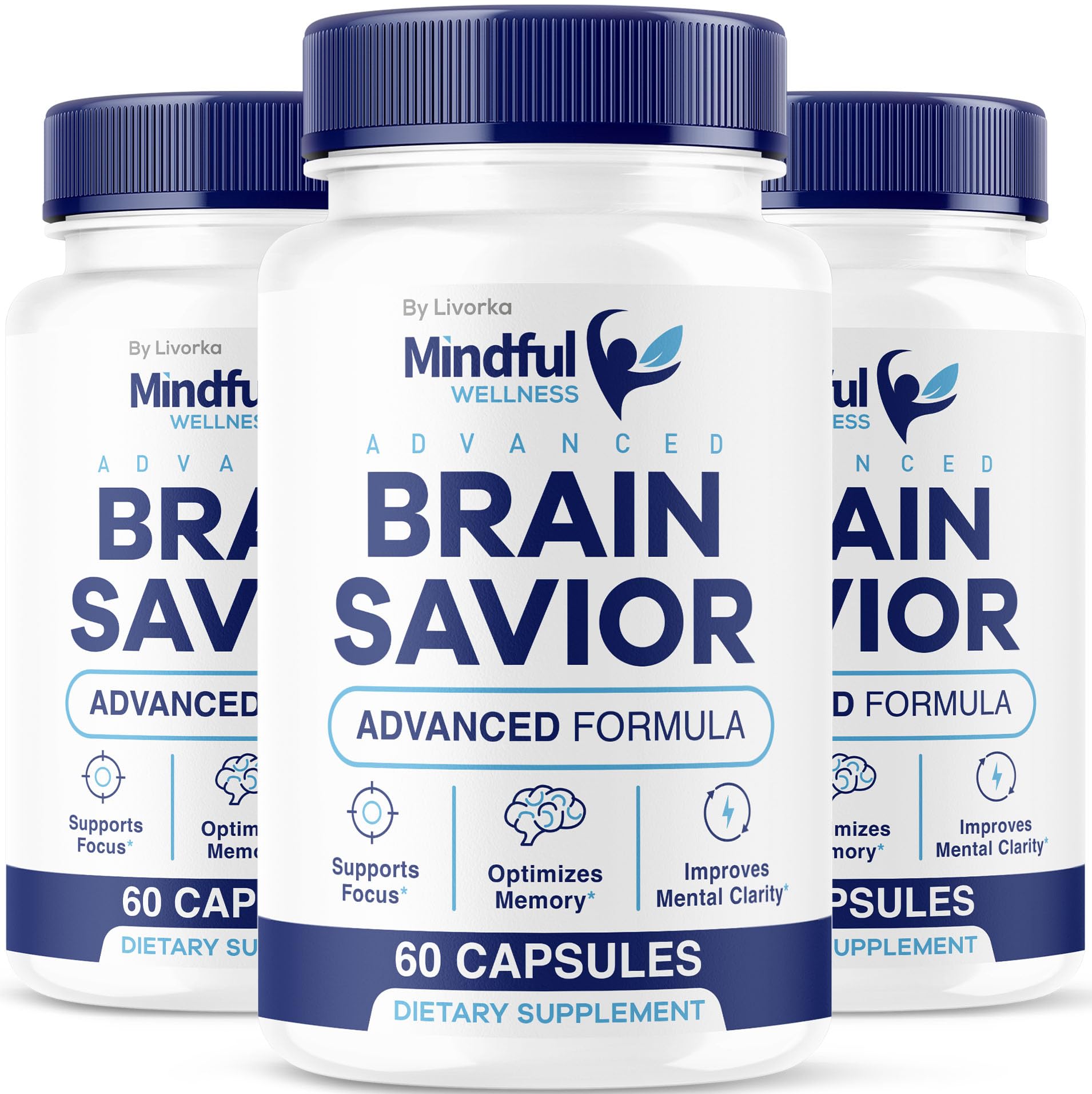 (3 Pack) Mindful Wellness Advanced Brain Savior Capsules, Official Mindful Wellness Supplement Pills, Mindful Wellness Support Capsules Premium Formula - All Natural Pills, 180 Capsules for 3 Months