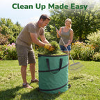 GreatBuddy Collapsible Trash Can 45 Gallon 2 Pack, Pop Up Yard Waste Bags, 600D Oxford Lawn and Leaf Bags with Drainage Holes, Self-Standing Camping Trash Can, Foldable Garden Bag for Leaf Cleanup