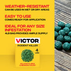 Victor Rat Poisoning for Inside & Outdoor Use - Kills Rats, Mice, Meadow Voles, Mouse Poisoning for Indoor & Outside Areas, Ready-to-Use, Yellow, M925, 4 lbs