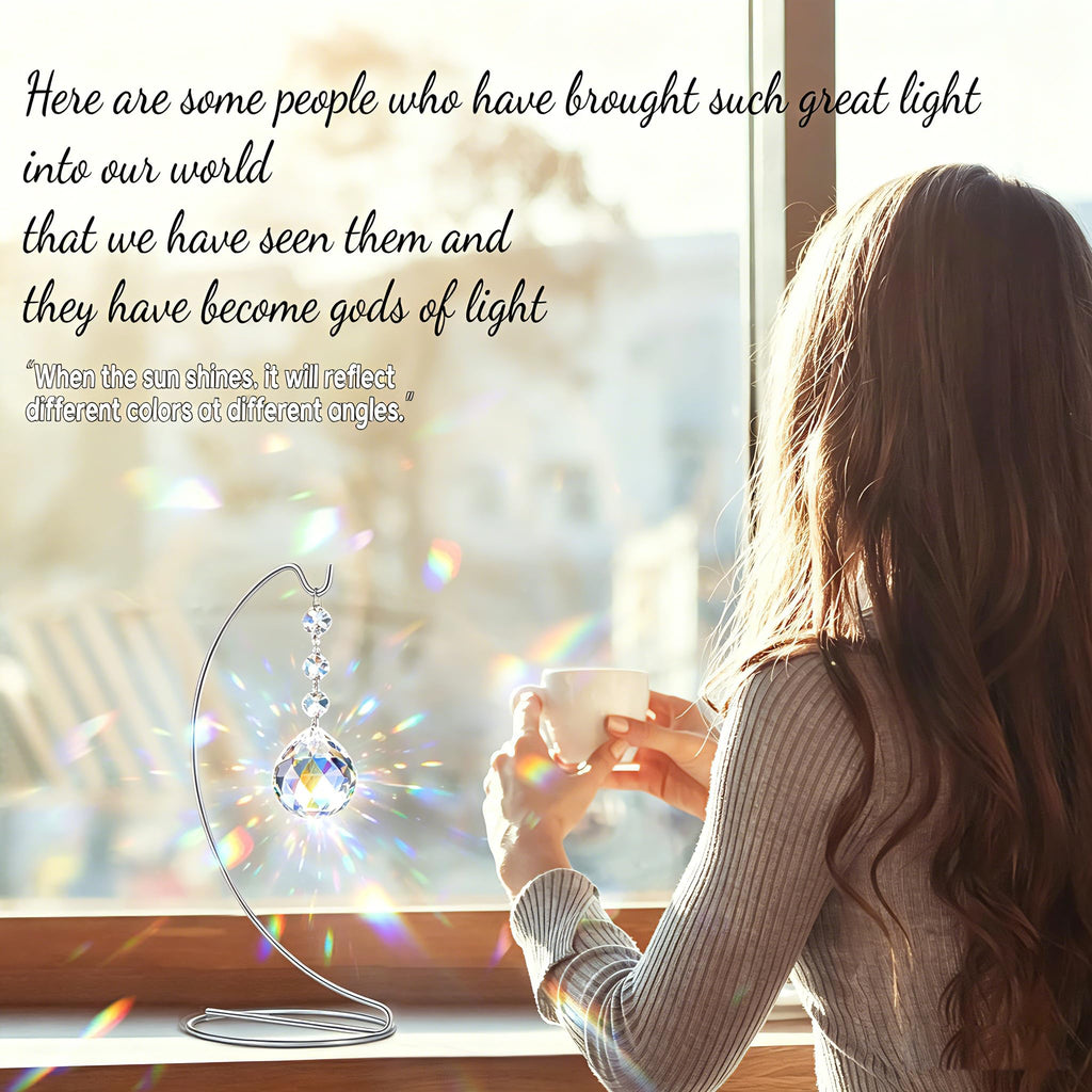 Sympathy Gifts for Loss of Loved One,Memorial Gifts for Loss of Mom Dad,40mm Crystal Suncatcher Idea is Suitable for Bereavement, in Memory, Condolences,Remembrance,with 9 Inch Silver Stand