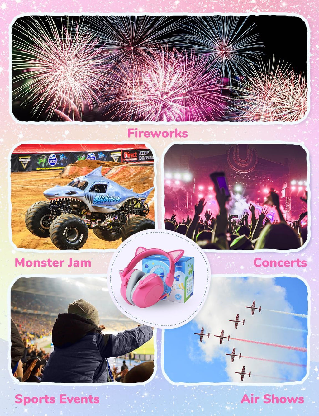 iClever Noise Cancelling Headphones for Kids, SNR 29dB Safety Noise Reduction Ear Muffs for Autism Sensory &Concentration Aid, Ear Hearing Protection for Fireworks/Event/Monster Jam/Concert