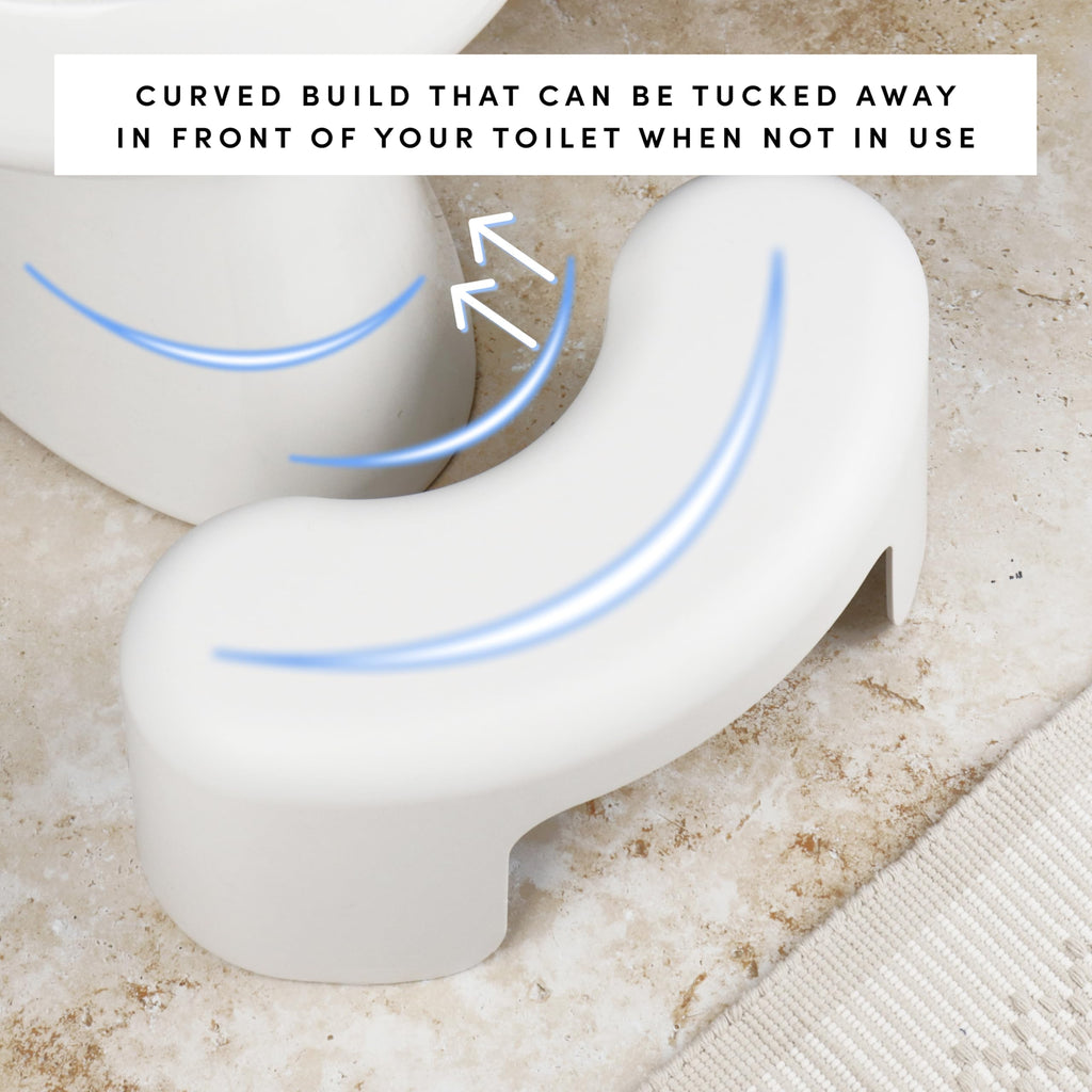TUSHY Arc Toilet Stool: Supports a Natural Comfortable Squatting Posture to Unkink Your Colon for Easier Bowel Movements | Sleek, Space-Saving Design with Smooth, Curved Shape for Foot Comfort, White