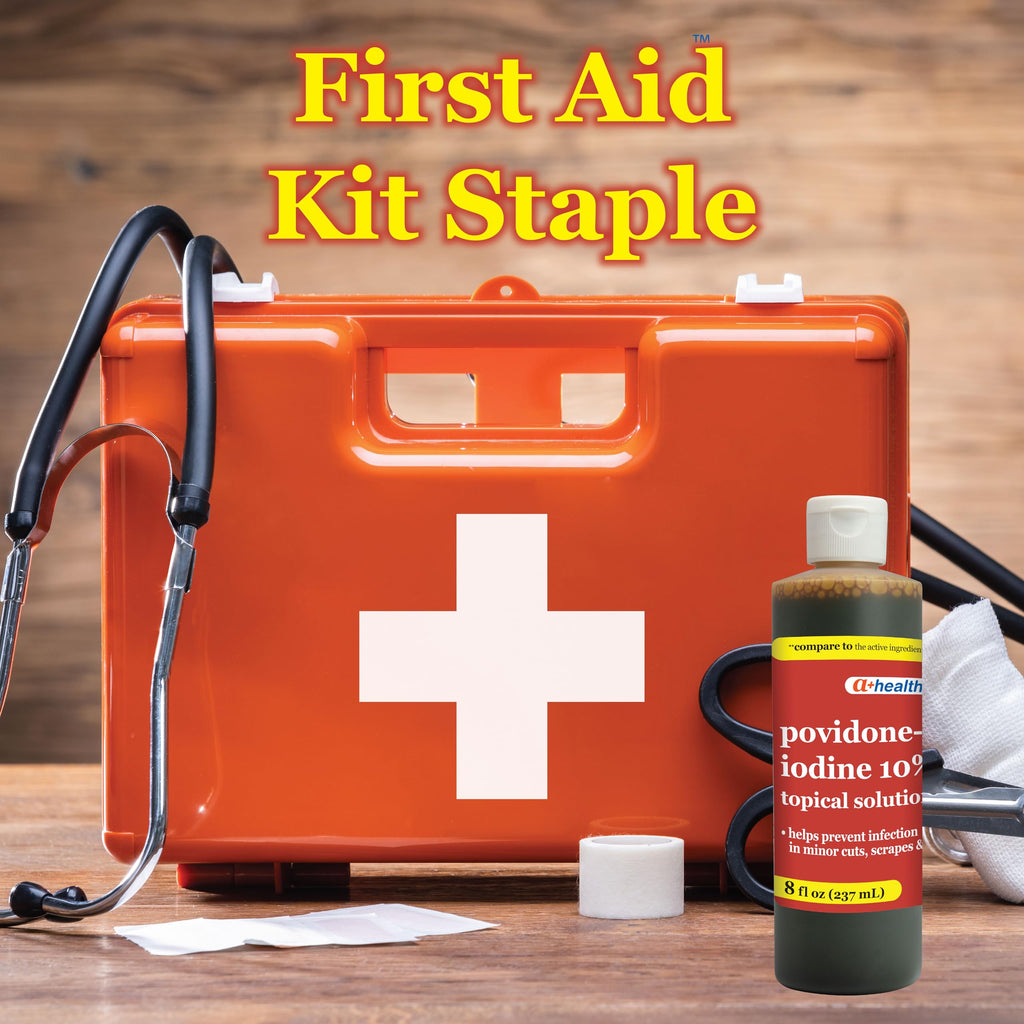 A+Health Povidone Iodine 10% First Aid Antiseptic Topical Solution 8 Fl oz