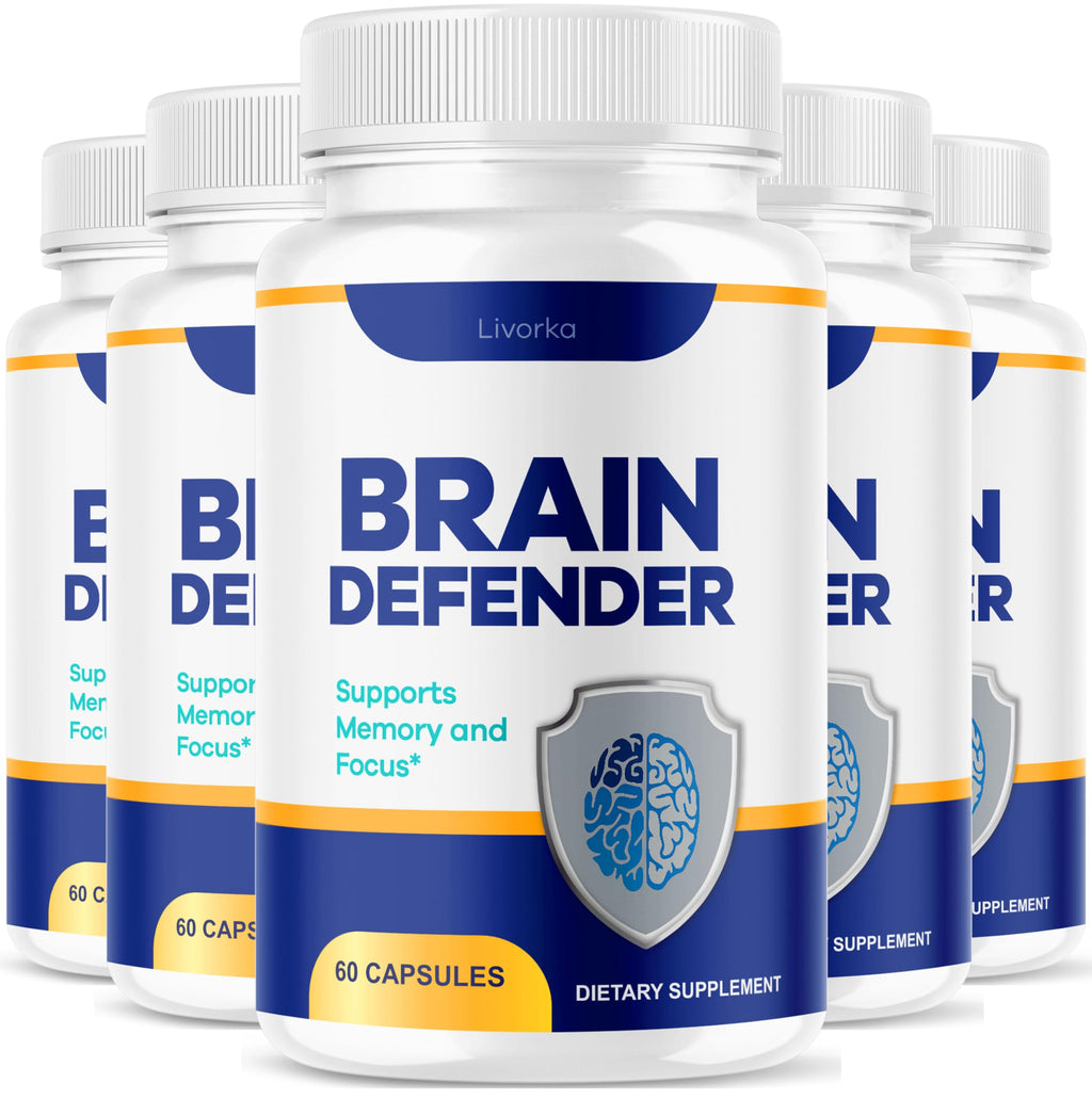 (5 Pack) Brain Defender - Official Brain Defender Supplement Advanced Pills, Natural Brain and Memory Support, Brain Defender Health & Wellness Multivitamin, 300 Capsules for 5 Months