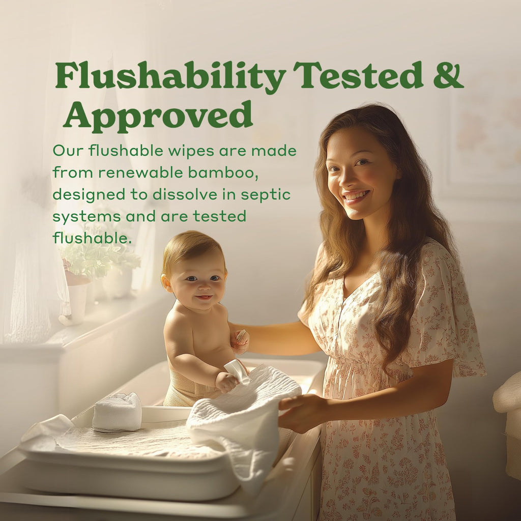 Caboo Tree Free Flushable Wipes, Certified Flushable, Septic Safe, Biodegradable, Chemical Free, Unscented Wipes for Adults made with Renewable Bamboo Based Viscose (Pack of 3, Total of 180)
