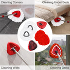 Hezane Mop Heads Replacement Compatible with O-Cedar EasyWring 1-Tank System, Includes 2 Microfiber + 2 Chenille Refills + 1 Scrub Brush + 1 Spin Mop Base for Hard Floor Cleaning