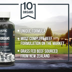 Beef Organ Supplement Complex - 10 Carnivore Grass Fed Proprietary Blend of Liver, Marrow, Brain, Thymus, Spleen, Kidney, Colostrum, Heart, Pancreas, Gallbladder - 180 Caps