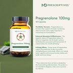 MD Prescriptives Pregnenolone - Vegan Formula for Hormone Health - Hormone Support Supplement & Energy for Adults - 60 Vegetarian Capsules (100mg)
