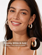 Gold Hoop Earrings Set for Women, 24 Pairs Chunky Open Hoop Set