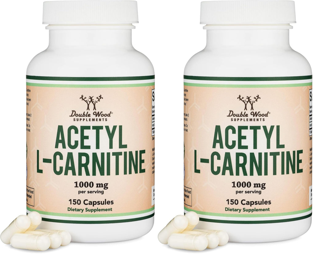 Acetyl L-Carnitine 1,000mg Per Serving, 150 Capsules (ALCAR for Brain Function Support, Memory, Attention, and Stamina) Acetyl L Carnitine That is Third Party Tested by Double Wood (Pack of 2)