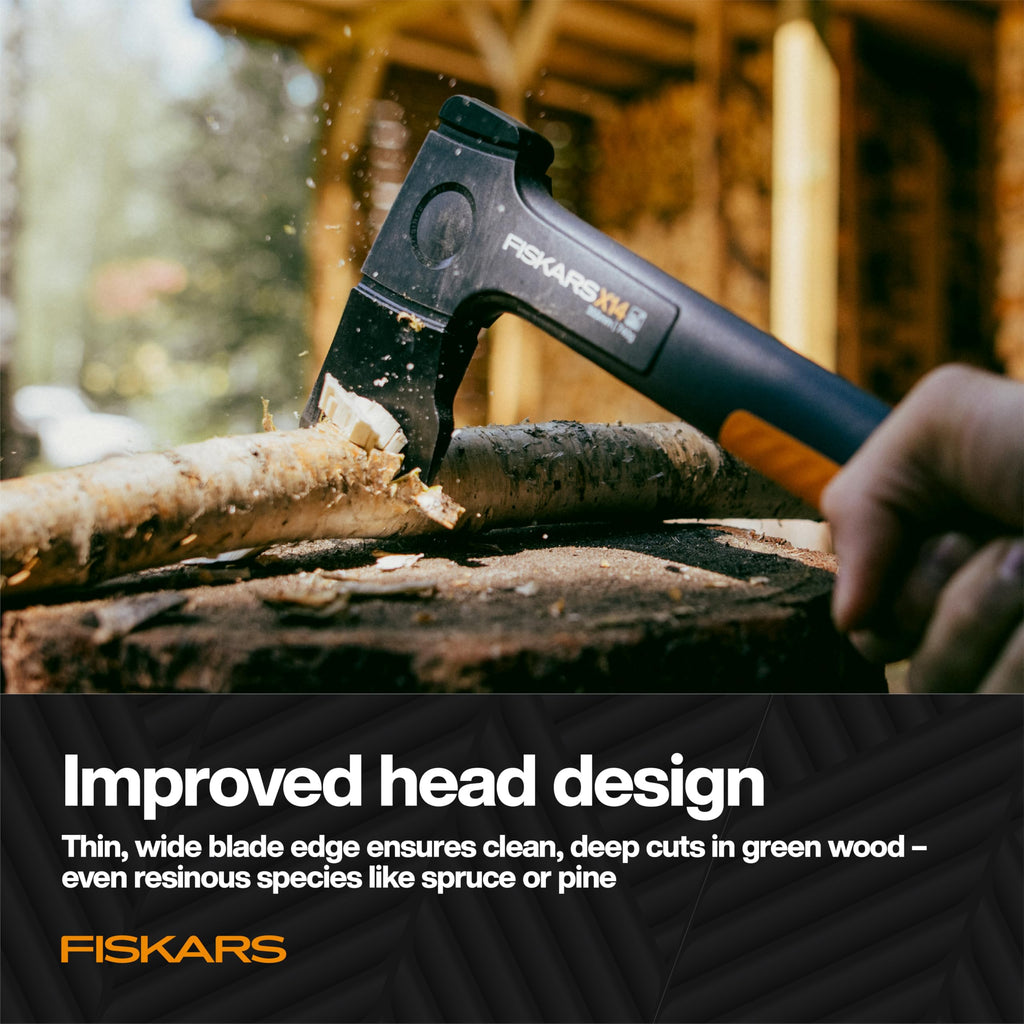 Fiskars X14 Universal Axe 14", Camping Hatchet for Chopping Wood Kindling