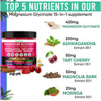 Adndale 90ct 15-in-1 Magnesium Glycinate Gummies 400 mg/serv- with Magnesium Malate, Ashwagandha, Tart Cherry, Magnolia Bark, Lemon Balm, Passionflower, Chamomile, L-Theanine, Zinc, Vitamin K2 & D3
