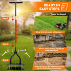 Lawn Aerator Tool 15 Spikes Manual Grass Aerator for Yard Heavy Duty Metal