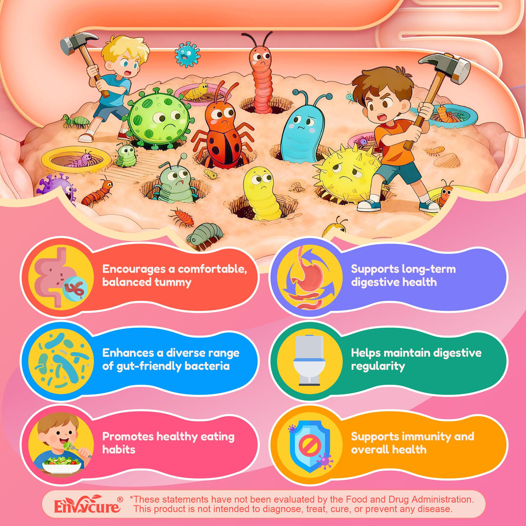 Toddler 2-4 & Kids 4+ Para Clean Gut Health Gummies for Children w/Wormwood, Black Walnut, Clove, Pumpkin Seeds, Vitamin C, D3, Zinc, Kids Natural Gut Cleanse Immune Support Digestive Supplement-60cts